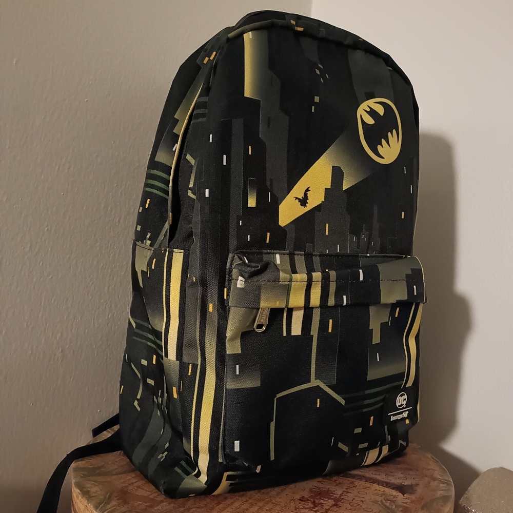 DC Loungefly Batman Comics Dark Knight Backpack - Black/Green/Yellow, Large